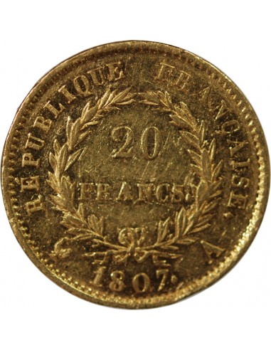 Napoléon Ier, Empereur de France, Roi d'Italie 20 Francs Or 1807 A Paris