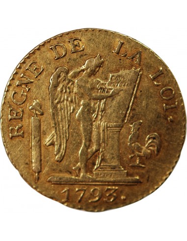 REVOLUTION FRANCAISE, CONVENTION - 24 LIVRES AU GENIE OR 1793 A PARIS