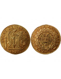 REVOLUTION FRANCAISE, CONVENTION - 24 LIVRES AU GENIE OR 1793 A PARIS 2