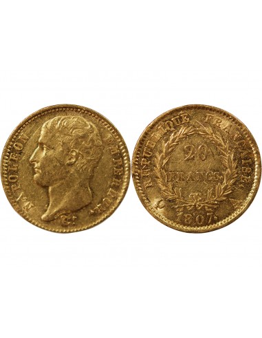NAPOLEON Ier﻿ - 20 FRANCS OR﻿, BALANCIER GENGEMBRE - 1807 A PARIS