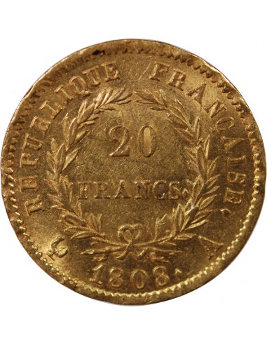 NAPOLEON Ier - 20 FRANCS OR 1808 A PARIS "Type République"﻿﻿