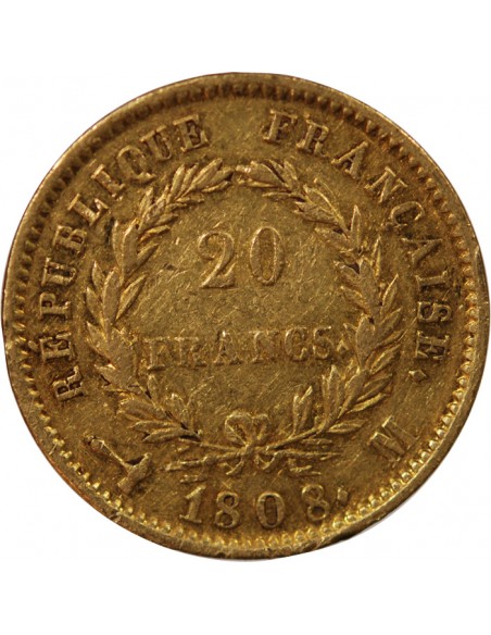 NAPOLEON Ier - 20 FRANCS OR 1808 M TOULOUSE "Type République"﻿﻿