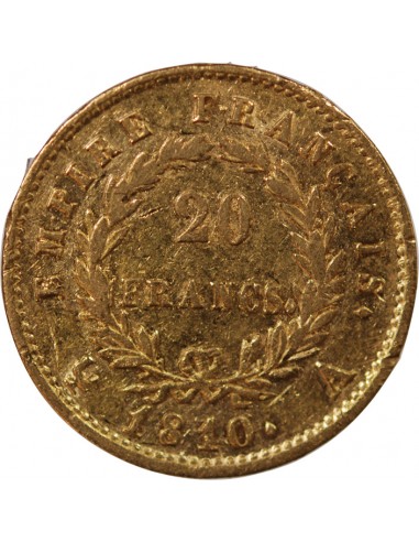 NAPOLÉON Ier - 20 FRANCS OR, TETE LAUREE - 1810 A PARIS