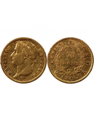 NAPOLÉON Ier - 20 FRANCS OR, TETE LAUREE - 1810 A PARIS