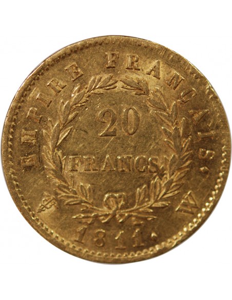 Napoléon Ier, Empereur de France, Roi d'Italie 20 Francs Or 1811 W Lille