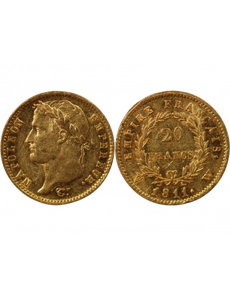 NAPOLEON Ier - 20 FRANCS OR 1811 W LILLE