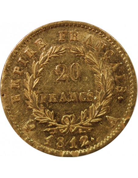 NAPOLÉON Ier - 20 FRANCS OR, TETE LAUREE - 1812 A PARIS