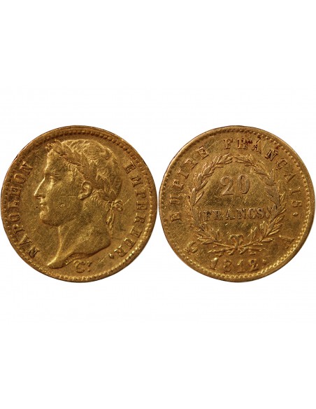 NAPOLÉON Ier - 20 FRANCS OR, TETE LAUREE - 1812 A PARIS
