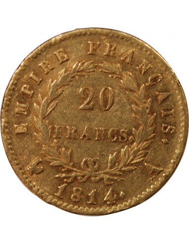 Napoléon Ier, Empereur de France, Roi d'Italie 20 Francs Or 1814 A Paris