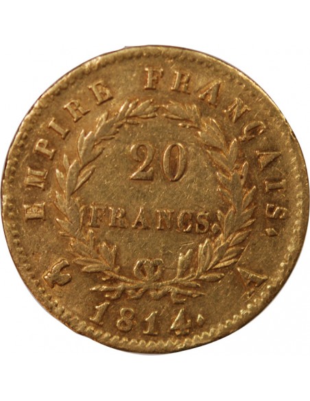Napoléon Ier, Empereur de France, Roi d'Italie 20 Francs Or 1814 A Paris