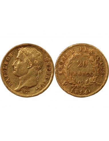 Napoléon Ier, Empereur de France, Roi d'Italie 20 Francs Or 1814 A Paris