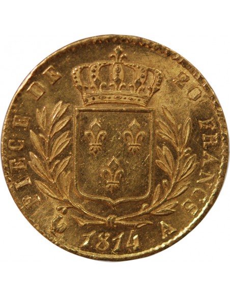 Louis XVIII 20 Francs Or 1814 A Paris