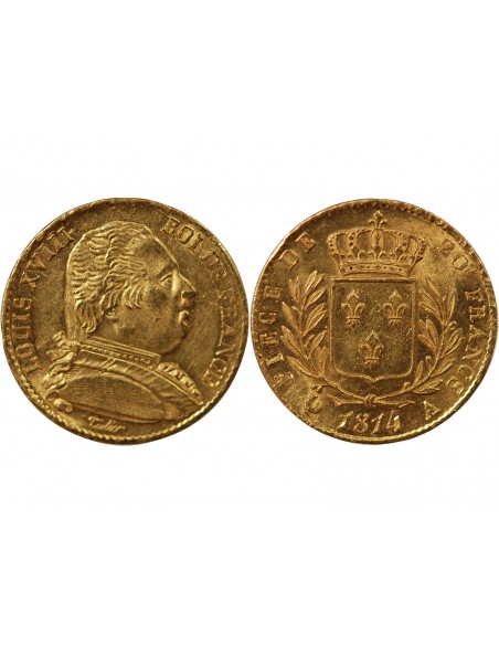 Louis XVIII 20 Francs Or 1814 A Paris