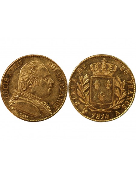 Louis XVIII 20 Francs Or 1814 A Paris