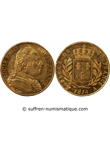 Louis XVIII 20 Francs Or 1814 A Paris