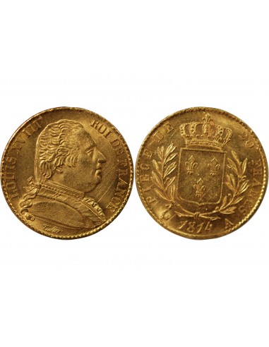 LOUIS XVIII - 20 FRANCS OR 1814 A PARIS