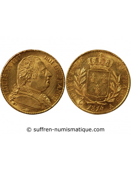 LOUIS XVIII - 20 FRANCS OR 1814 A PARIS