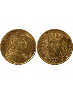 LOUIS XVIII - 20 FRANCS OR 1814 W LILLE 2