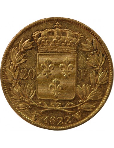LOUIS XVIII - 20 FRANCS OR 1822 W LILLE