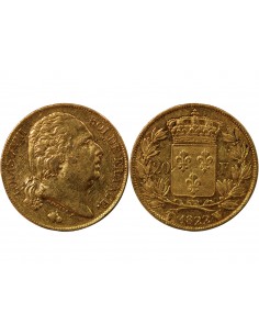 LOUIS XVIII - 20 FRANCS OR 1822 W LILLE 2