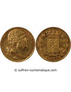 LOUIS XVIII - 20 FRANCS OR 1822 W LILLE