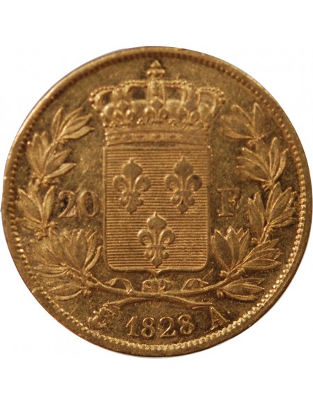 CHARLES X - 20 FRANCS OR 1828 A PARIS "5 Feuilles"﻿