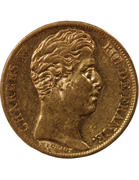 CHARLES X - 20 FRANCS OR 1828 A PARIS "5 Feuilles"﻿