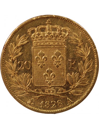CHARLES X - 20 FRANCS OR 1828 A PARIS "5 Feuilles"﻿
