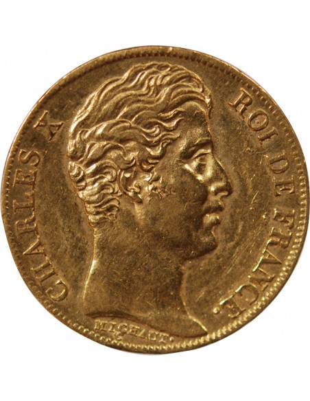 CHARLES X - 20 FRANCS OR 1828 A PARIS "5 Feuilles"﻿