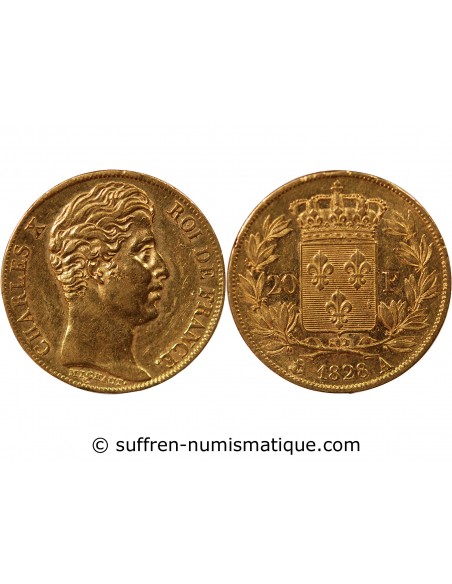 CHARLES X - 20 FRANCS OR 1828 A PARIS "5 Feuilles"﻿