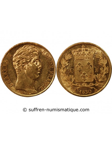 CHARLES X - 20 FRANCS OR 1830 A PARIS "5 Feuilles"﻿