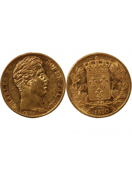 CHARLES X - 20 FRANCS OR 1830 A PARIS "5 Feuilles"﻿
