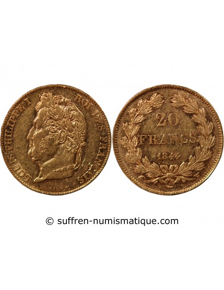 LOUIS PHILIPPE﻿ - 20 FRANCS OR 1844 W LILLE