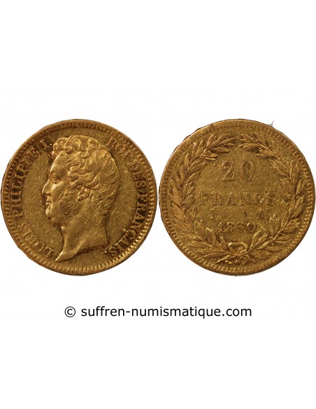 LOUIS PHILIPPE﻿ - 20 FRANCS OR TRANCHE EN RELIEF 1830 A PARIS