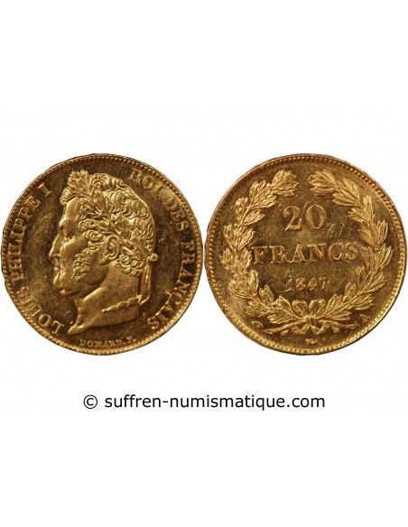 LOUIS PHILIPPE﻿ Ier - 20 FRANCS OR 1847 A PARIS﻿