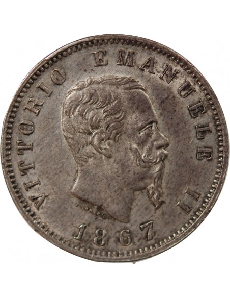 ITALIE, VICTOR EMMANUEL II - 1 LIRE ARGENT 1867 M