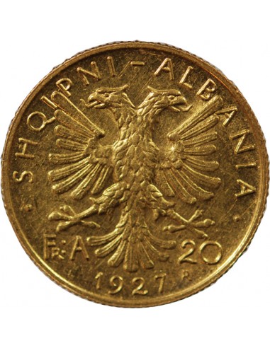 ALBANIE, ZOG Ier - 20 FRANGA OR 1927 R ROME