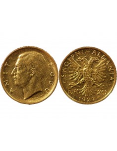 ALBANIE, ZOG Ier - 20 FRANGA OR 1927 R ROME 2