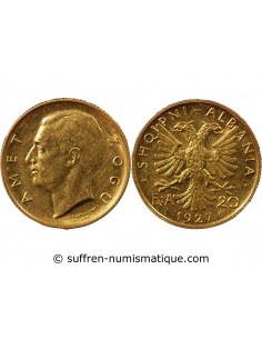 ALBANIE, ZOG Ier - 20 FRANGA OR 1927 R ROME