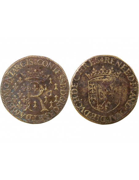 NOBLESSE, RENEE DE FRANCE - JETON LAITON 1528-1574