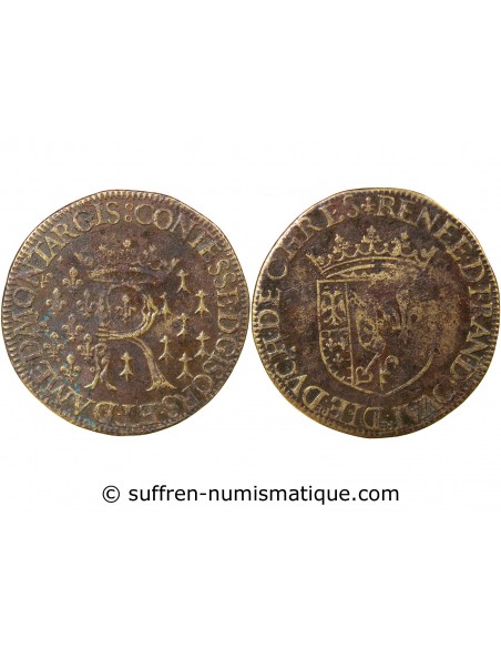 NOBLESSE, RENEE DE FRANCE - JETON LAITON 1528-1574