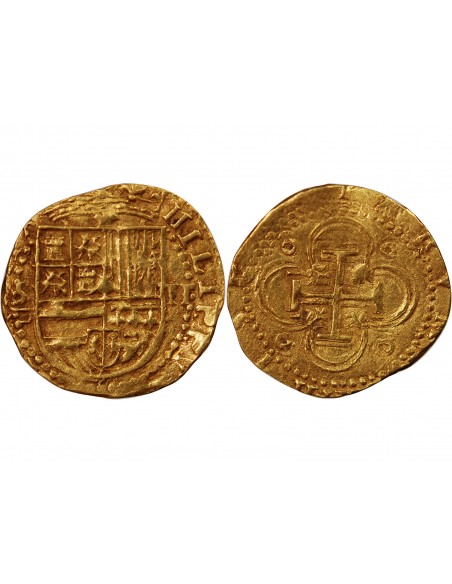ESPAGNE, PHILIPPE II - 2 ESCUDOS OR 1566/88 S SEVILLE