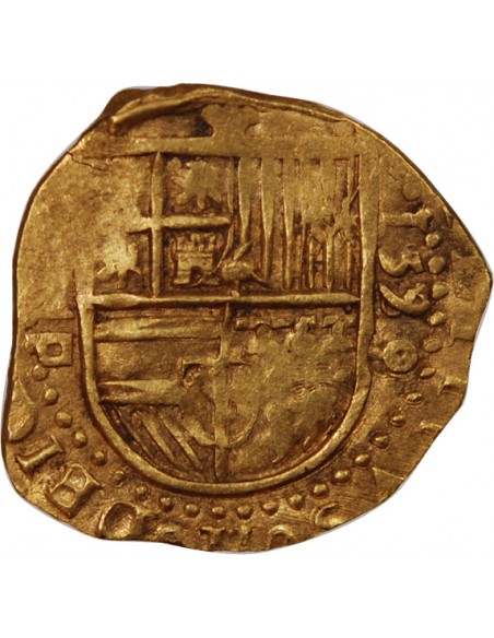 ESPAGNE, PHILIPPE II - 2 ESCUDOS OR DATE 1590/89 S SEVILLE