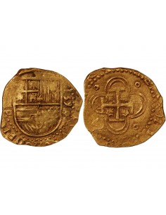 ESPAGNE, PHILIPPE II - 2 ESCUDOS OR DATE 1590/89 S SEVILLE 2