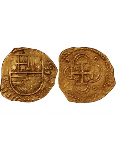 ESPAGNE, PHILIPPE II - 2 ESCUDOS OR DATE 1590/89 S SEVILLE
