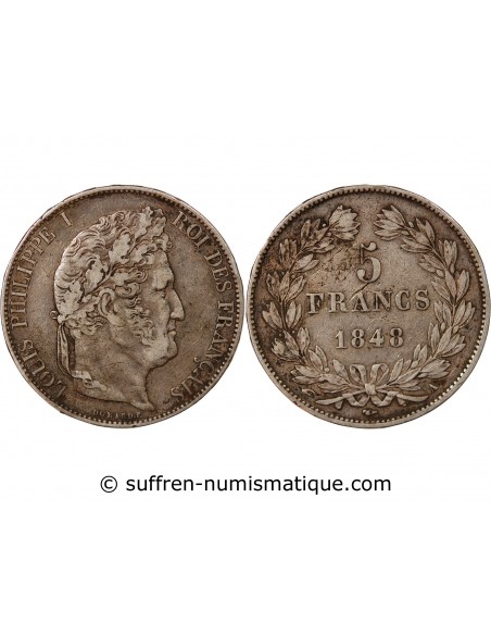Louis-Philippe Ier 5 francs Argent 1848 A Paris