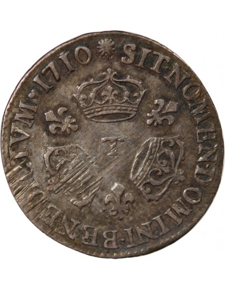 LOUIS XIV﻿ - 1/10 ECU AUX TROIS COURONNES 1710 T NANTES
