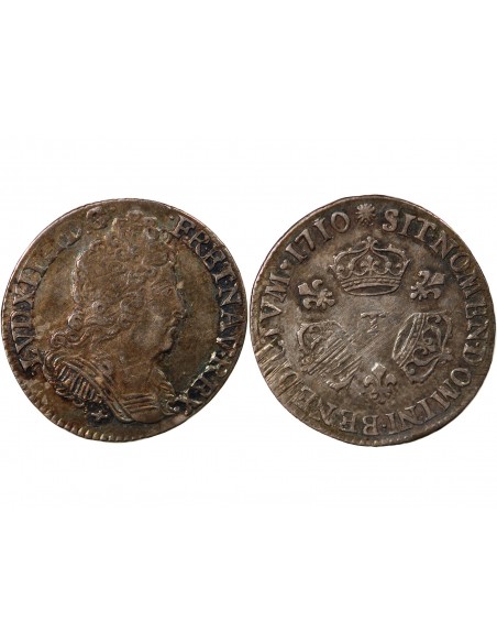 LOUIS XIV﻿ - 1/10 ECU AUX TROIS COURONNES 1710 T NANTES