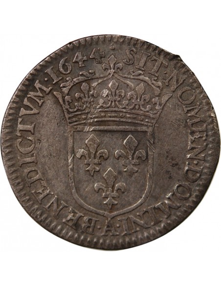 Louis XIV 1/12 ecu Argent 1644 A Paris
