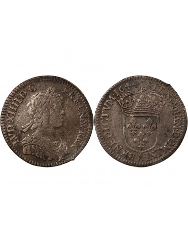 Louis XIV 1/12 ecu Argent 1644 A Paris